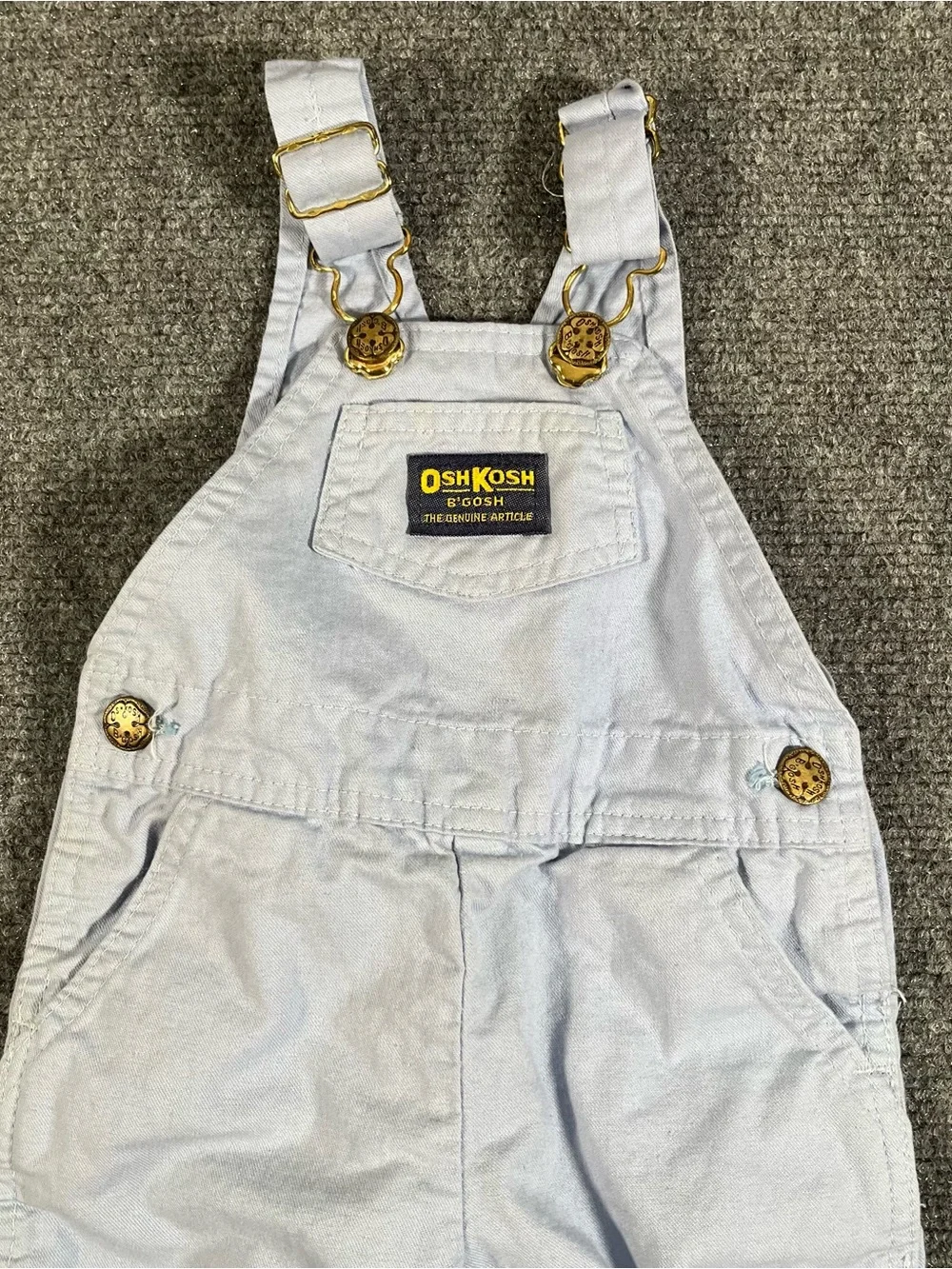 Vintage OshKosh B’Gosh Light Blue Overalls Baby Toddler Vestbak USA 12 Months